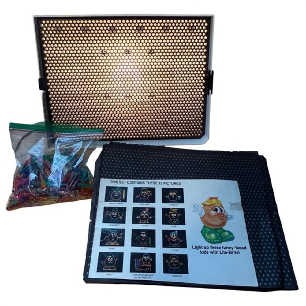Vintage Lite Brite Magic Screen Set Pegs‎ Picture Templates Lot